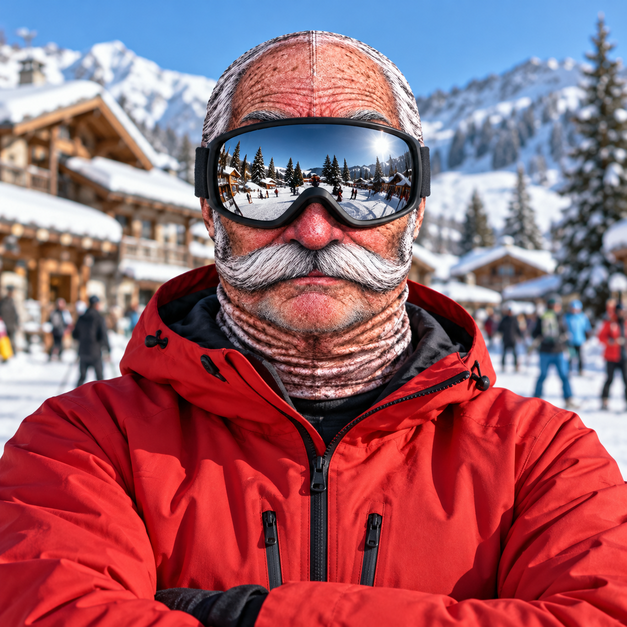 Moustache Mike printed balaclava